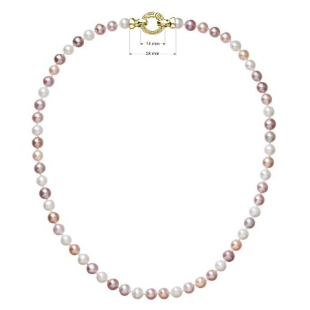 Perlový náhrdelník z pravých říčních perel mix barev 22004.3 Au plating