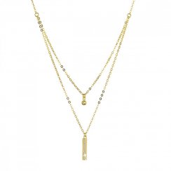 Pozlátený strieborný náhrdelník gulička a úzky obdĺžnik so zirkónmi biely 12057.1. crystal Au plating