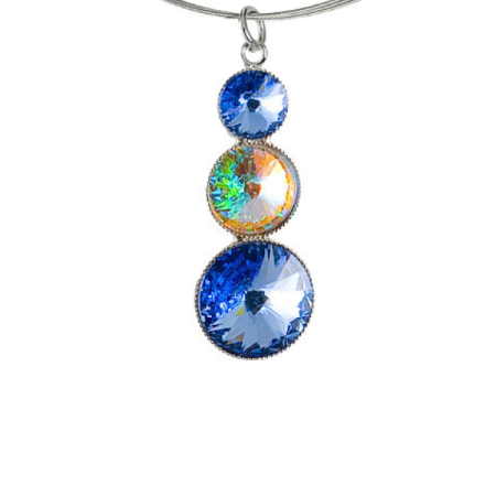 Prívesok Rivoli so Swarovski Elements s tromi krištáľmi Light Sapphire