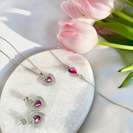 Náhrdelník ružový sa Swarovski Elements Amour NCC28086F Fuchsia