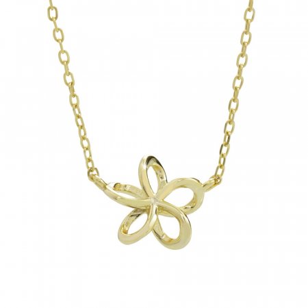 Strieborný náhrdelník s motívom kvetu v zlatej farbe