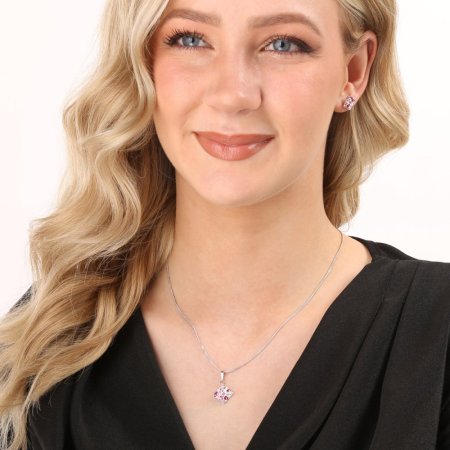 Sada šperků s krystaly Swarovski náušnice, řetízek a přívěsek růžový kosočtverec 39126.3 Rose