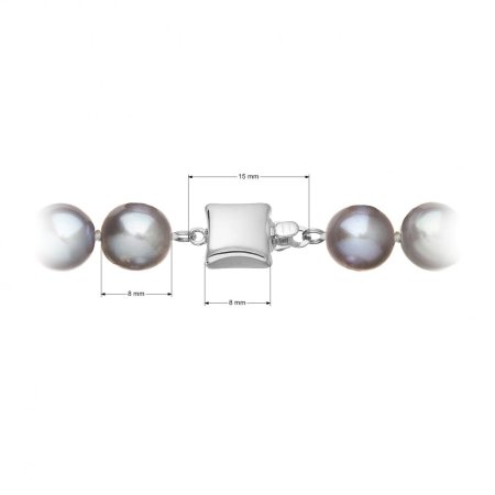 Perlový náramek z říčních perel se zapínáním z bílého 14 karátového zlata 823010.3/9268B grey