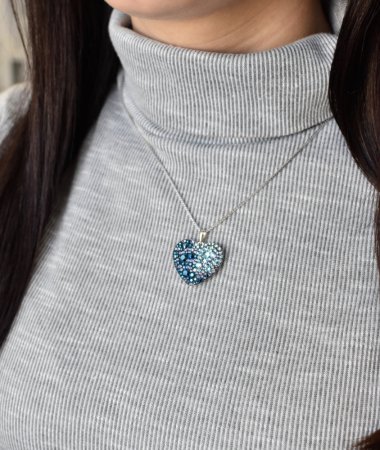 Strieborný prívesok s kryštálmi Swarovski modré srdce 34243.3 Blue Style