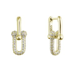 Pozlacené stříbrné náušnice elegantní uzle se zirkony 11660.1