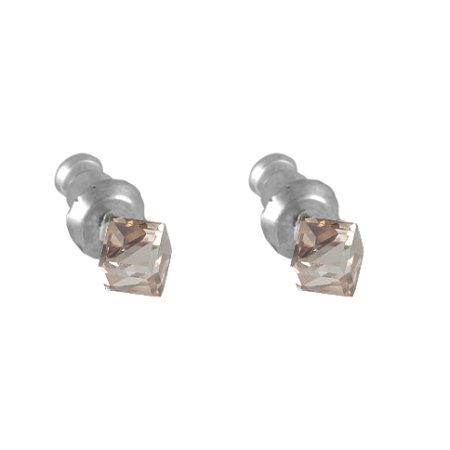 Náušnice so Swarovski Elements kocka Light Topaz 4 mm