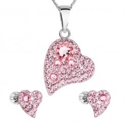 Sada šperkov s kryštálmi Swarovski náušnice a prívesok ružové srdcia 39170.3 Light Rose
