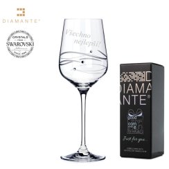 Sklenice na víno se Swarovski Elements 450 ml "Všechno nejlepší"