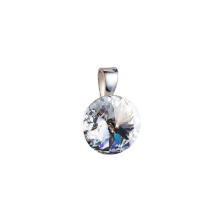 Strieborný prívesok s kryštálmi Swarovski biely okrúhly-rivoli 34112.1 Krystal