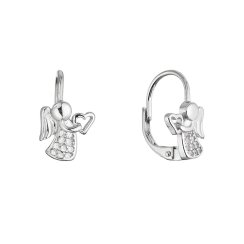 Stříbrné náušnice andělé se srdíčky 11721.1