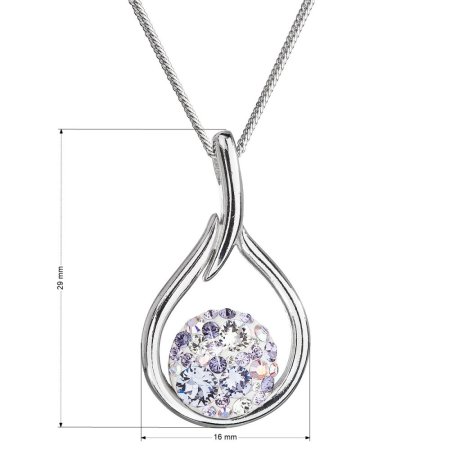 Strieborný náhrdelník so Swarovski kryštálmi fialová kvapka 32075.3 Violet