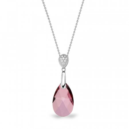 Strieborný náhrdelník so Swarovski Elements ružová kvapka Dainty Drop N610616AP Antique Pink
