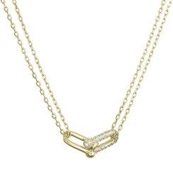 Pozlátený strieborný náhrdelník s elegantným uzlom a zirkónmi 12142.1