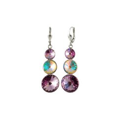 Náušnice Rivoli so Swarovski Elements s tromi kameňmi Light Amethyst svetlo fialový