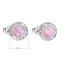 Strieborné ružové náušnice kôstky so syntetickým opálom a krištáľmi Preciosa okrúhle 31217.1 Pink s. Opal