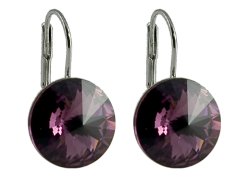 Náušnice Rivoli tmavo fialové so Swarovski Elements Amethyst 14 mm