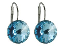 Náušnice modré Rivoli so Swarovski Elements Aqua 14 mm