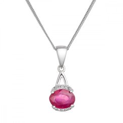 Strieborný náhrdelník luxusný s pravým minerálnym kameňom červený 12084.3 ruby