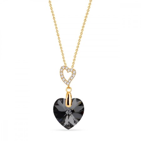 Náhrdelník šedý sa Swarovski Elements Amore NCSG622814SN Silver Night