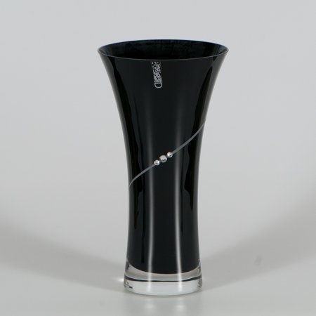 Sklenená čierna váza so Swarovski Elements vlnka 25 cm