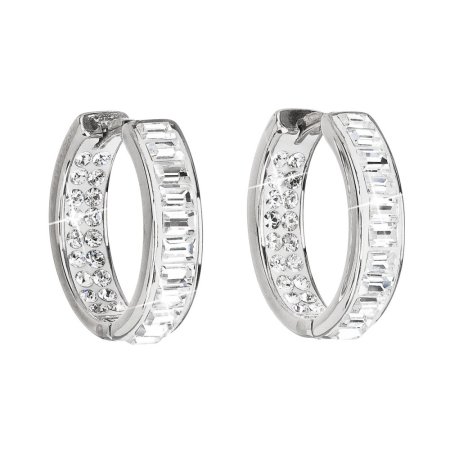 Stříbrné náušnice kruhy s krystaly Swarovski bílý kruh 31132.1