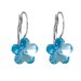 Náušnice so Swarovski Elements kvetinka modrá Aqua 10 mm