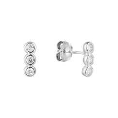 Strieborné náušnice kôstky s tromi zirkónmi pod sebou 11529.1 crystal