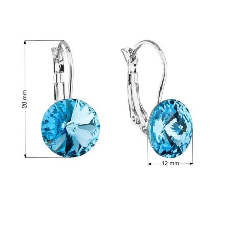 Náušnice modré Rivoli so Swarovski Elements Aqua 12 mm