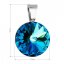 Stříbrný přívěsek s krystaly Swarovski modrý kulatý-rivoli 34112.5 Bermuda Blue