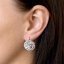 Strieborné náušnice visiace s kryštálmi Swarovski ružovej okrúhle 31161.3 Magic Rose