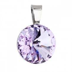 Stříbrný přívěsek s krystaly Swarovski fialový kulatý-rivoli 34112.3 Violet