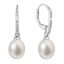 Stříbrné náušnice visací s bílou říční perlou 21060.1
