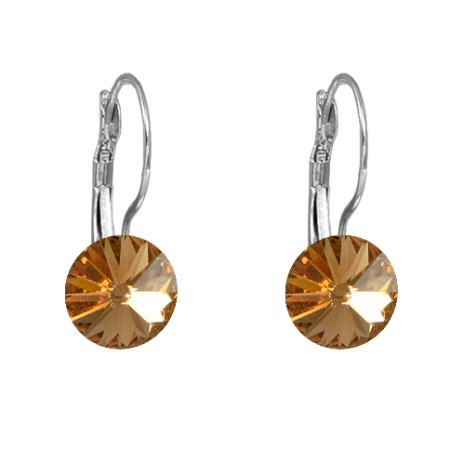 Náušnice Rivoli so Swarovski Elements visiaci Light Topaz 8 mm
