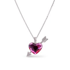 Náhrdelník tmavo ružový so Swarovski Elements srdce Heart NS2808F Fuchsia