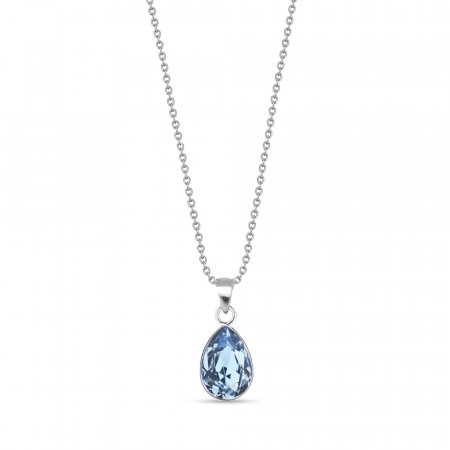 Strieborný náhrdelník so Swarovski Elements modrá kvapka Baroque N432010AQ Aqua