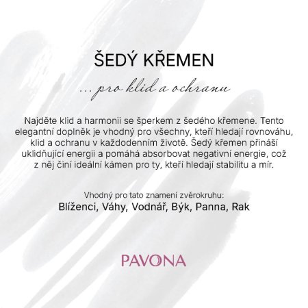 Náramek z pravých šedých křemenů 43055.3 ocel