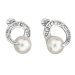 Stříbrné náušnice pecka s perlou Swarovski bílé kulaté 31239.1 Bílá