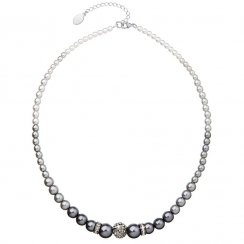 Perlový náhrdelník sivý s krištáľmi Preciosa 32008.3 Grey