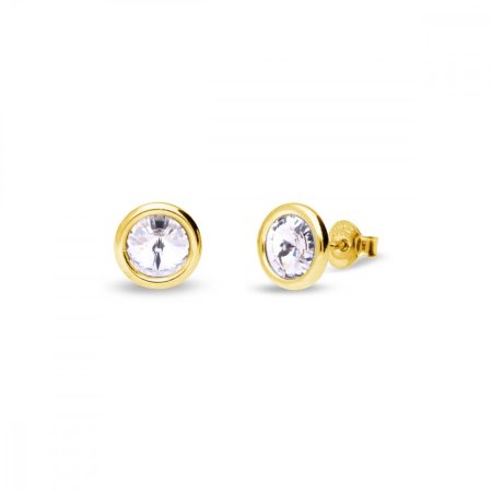 Náušnice číre strieborné pozlátené sa Swarovski Elements Tiny Bonbon Studs KRG1122SS29C Krystal 6 mm