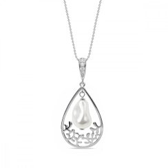 Strieborný náhrdelník biely perlový Caresse NF584312W White Pearl