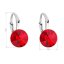 Stříbrné náušnice visací s krystaly Swarovski červené kulaté 31229.3 Light Siam