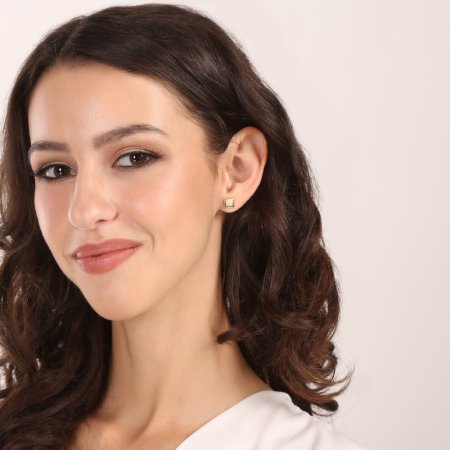 Zlaté 14 karátové náušnice štvorec 91A00076