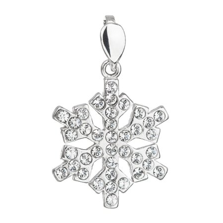 Strieborný prívesok s kryštálmi Swarovski biela vločka 34221.1 Krystal