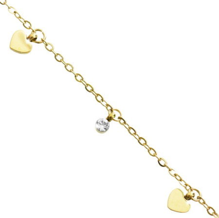 Zlatý oceľový náhrdelník s ovesmi sŕdc a kryštálov Swarovski Elements