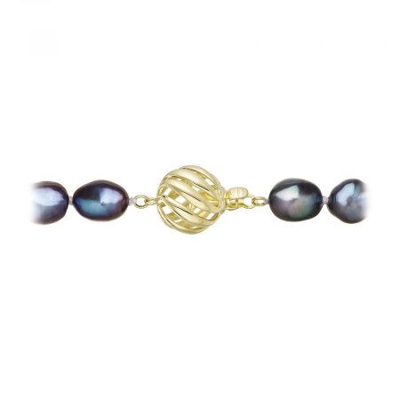 Perlový náhrdelník z říčních perel se zapínáním ze 14 karátového zlata 922027.3/9264A peacock