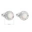 Strieborné náušnice kôstky so syntetickým opálom a krištáľmi Preciosa biele okrúhle 31217.1 White s. Opal