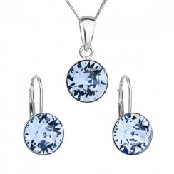 Sada šperků s krystaly Swarovski náušnice, řetízek a přívěsek modré kulaté 39140.3 Light Sapphire