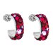 Stříbrné náušnice kruhy s krystaly Swarovski červený půlkruh 31118.3 Cherry