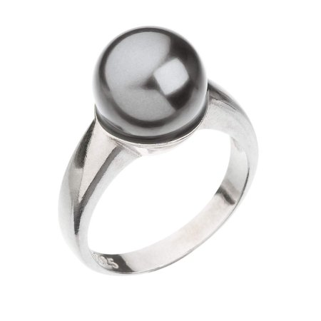 Prsten šedá perla se Swarovski Elements 35022.3 Grey 10 mm