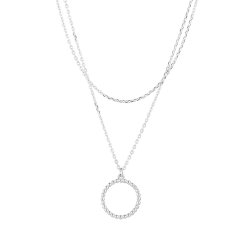 Strieborný náhrdelník dvojitá retiazka s krúžkom 620017